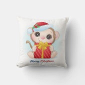 Schattigee kerst Waterverf Monkey Nursery Kussen (Voorkant)