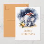 Schattigee Kerst Waterverf Olifant Briefkaart (Voorkant / Achterkant)