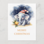 Schattigee Kerst Waterverf Olifant Briefkaart (Voorkant)
