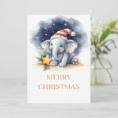 Schattigee Kerst Waterverf Olifant Feestdagenkaart (Staand voorkant)