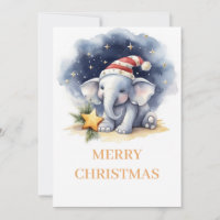 Schattigee Kerst Waterverf Olifant