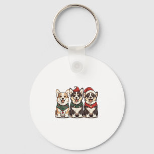 Schattigee Kerst Welsh Corgi Dogs Santa Puppy Holi Sleutelhanger