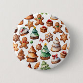 Schattigee Kerst Winter Gingerbread Illustratie Ronde Button 5,7 Cm (Voorkant)
