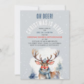 Schattigee kerst winter rendieren sneeuw Waterverf Kaart (Voorkant)