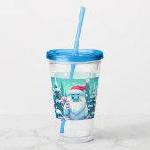 Schattigee kerst/winteryeti acryl drinkbeker (Achterkant)