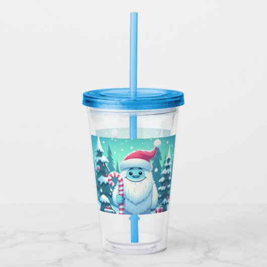 Schattigee kerst/winteryeti acryl drinkbeker (Voorkant)