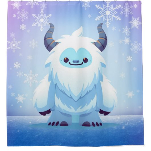 Schattigee kerst/winteryeti douchegordijn (Voorkant)