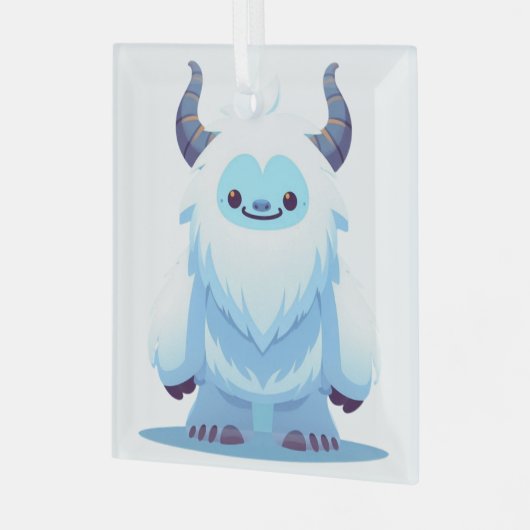 Schattigee kerst/winteryeti glas ornament (Voorkant links)