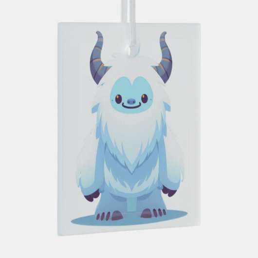 Schattigee kerst/winteryeti glas ornament (Voorkant Rechts)