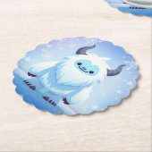 Schattigee kerst/winteryeti kartonnen onderzetters (Gekanteld)