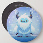 Schattigee kerst/winteryeti ronde button 6,0 cm (Voorkant /achterkant)