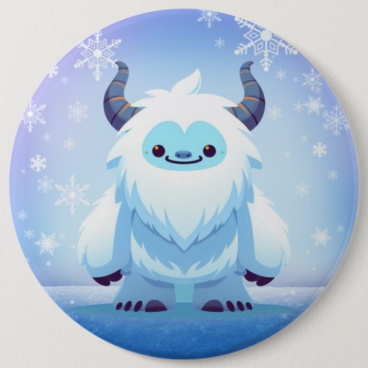 Schattigee kerst/winteryeti ronde button 6,0 cm (Voorkant)