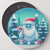 Schattigee kerst/winteryeti ronde button 6,0 cm (Voorkant /achterkant)