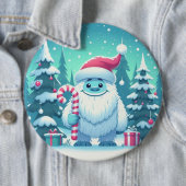 Schattigee kerst/winteryeti ronde button 6,0 cm (In situ)