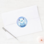 Schattigee kerst/winteryeti ronde sticker (Envelop)