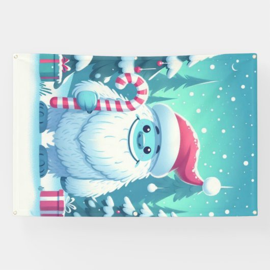 Schattigee kerst/winteryeti spandoek (Horizontaal)