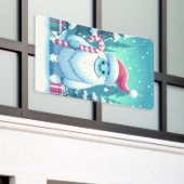 Schattigee kerst/winteryeti spandoek (Buitenkant Gebouw)