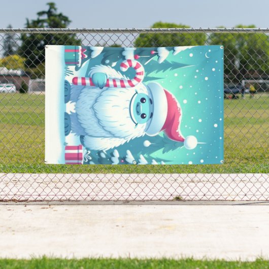 Schattigee kerst/winteryeti spandoek (Insitu)