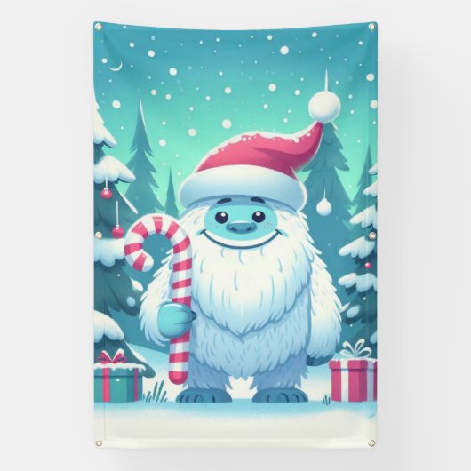 Schattigee kerst/winteryeti spandoek (Verticaal)
