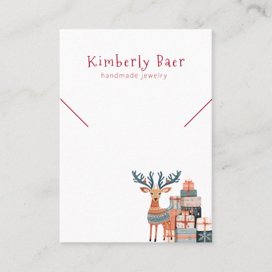 Schattigee Kerst Wit Rood Ketting Armband Display Visitekaartje (Voorkant)