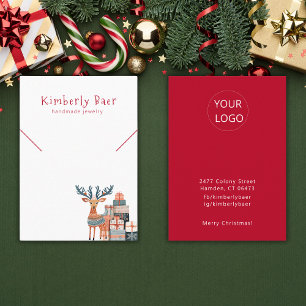 Schattigee Kerst Wit Rood Ketting Armband Display Visitekaartje