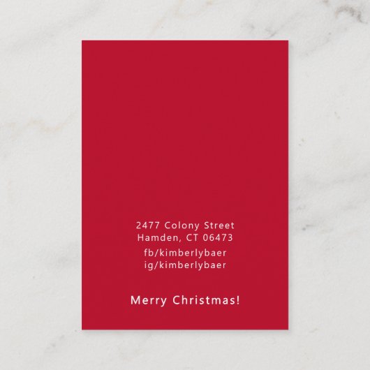 Schattigee Kerst Witte Rode Oorbel Display Visitekaartje (Achterkant)