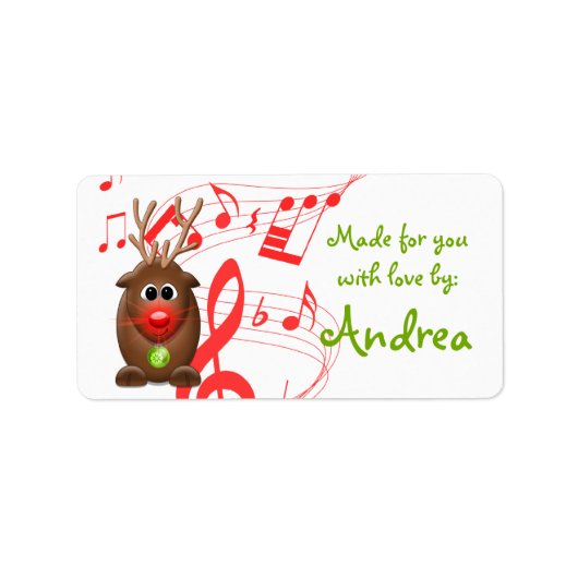 Schattigee Kerst Xmas Rendier Gift Label Sticker (Voorkant)