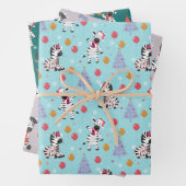 Schattigee kerst Zebra en vrienden Inpakpapier Vel (In situ)