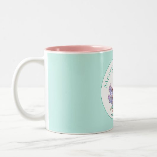 Schattigee Kerst Zeemeermin in Santa Hat Roze & Bl Tweekleurige Koffiemok (Links)