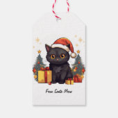 Schattigee kerst zwarte kat cadeaulabel (Achterkant)