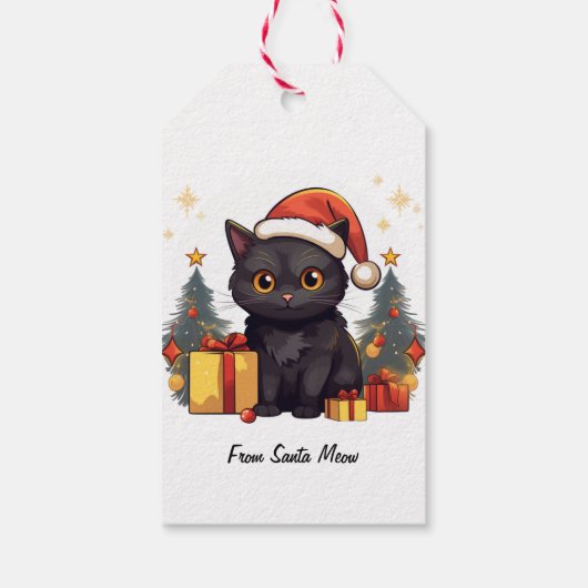 Schattigee kerst zwarte kat cadeaulabel (Achterkant)