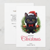 Schattigee kerst zwarte kat feestdagenkaart (Voorkant / Achterkant)