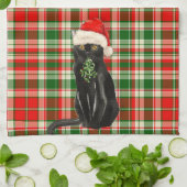Schattigee Kerst Zwarte Kat Vakantie Plaid Theedoek (Gevouwen)