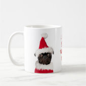 Schattigee Kerst Zwarte Pug Puppy Kerstman ziet je Koffiemok (Links)