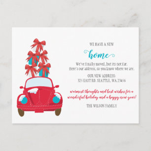 Schattigee kerstauto We hebben vakantie verhuisd Briefkaart