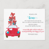 Schattigee kerstauto We hebben vakantie verhuisd Briefkaart (Voorkant)