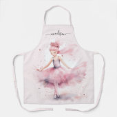 Schattigee kerstballerina scriptnaam schort (Voorkant)