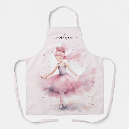 Schattigee kerstballerina scriptnaam schort (Voorkant)