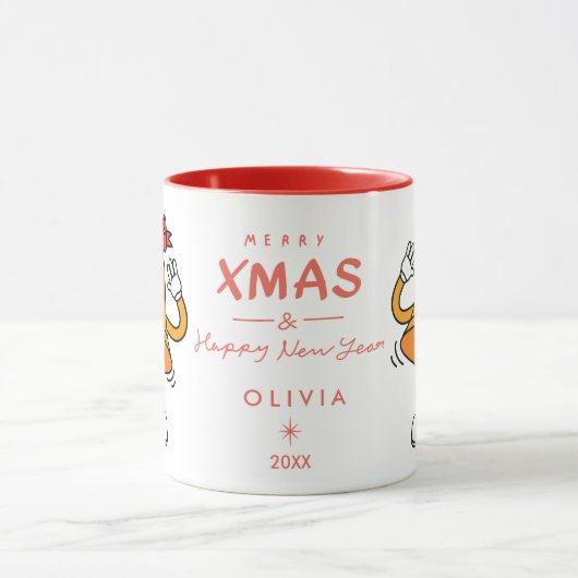 Schattigee kerstbel Mok | Gepersonaliseerde vakant (Midden)