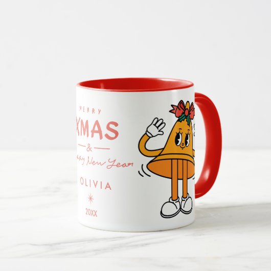 Schattigee kerstbel Mok | Gepersonaliseerde vakant (Voorkant rechts)