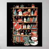 Schattigee Kerstboekenplank Santa Leesboeken Ginge Poster (Voorkant)