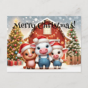 Schattigee kerstboerderijdieren briefkaart