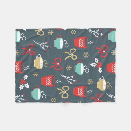 Schattigee kerstbogen en bekers fleece deken (Voorkant (Horizontaal))