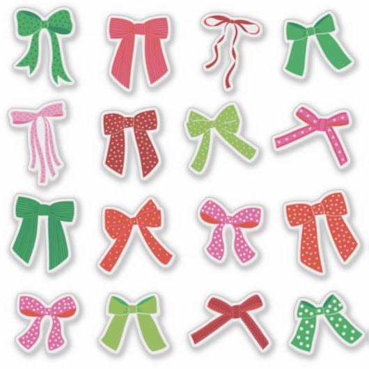 Schattigee Kerstbogen Rood Groen Roze op wit Sticker (Voorkant)