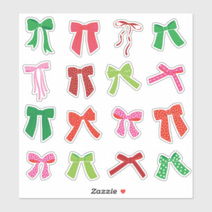 Schattigee Kerstbogen Rood Groen Roze op wit Sticker