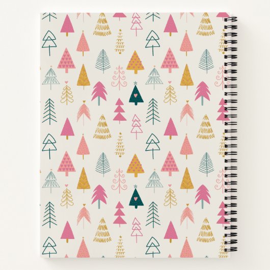 Schattigee kerstbomen Blush Pink Pattern Notitieboek (Achterkant)