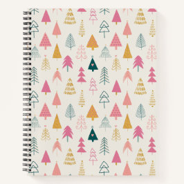 Schattigee kerstbomen Blush Pink Pattern Notitieboek
