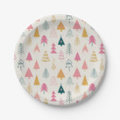 Schattigee kerstbomen Blush Pink Pattern Papieren Bordje (Voorkant)