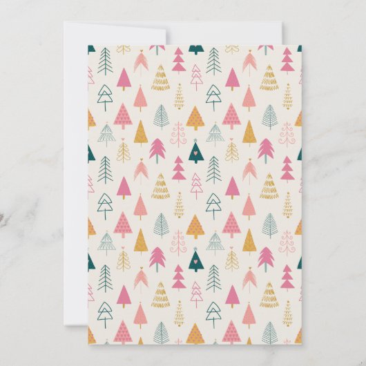 Schattigee kerstbomen Blush Pink Pattern Party Kaart (Achterkant)
