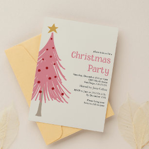 Schattigee kerstbomen Blush Pink Pattern Party Kaart